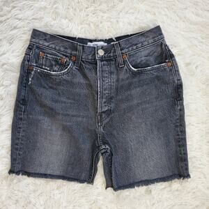 Redone Black Longline Denim Shorts 28 / 6